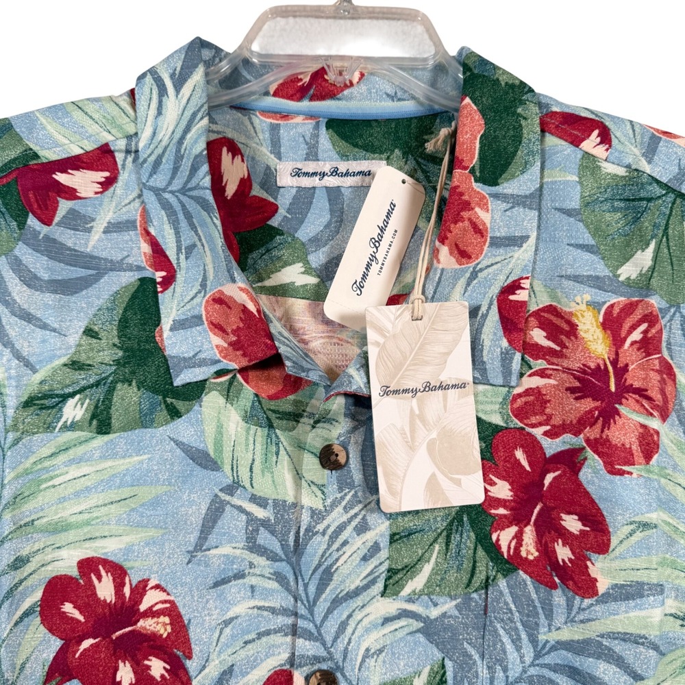 NEW Tommy Bahama Fridas Garden Camp Shirt Mens 3XLB Morning Sky Blue 100% Silk